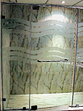 Стеклянные душевые кабины с матовым рисунком