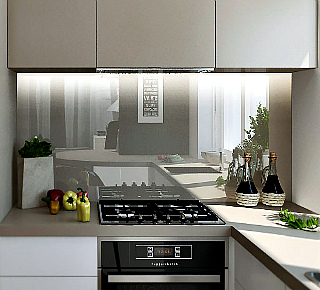 Фартук на кухню из стекла с пленкой..