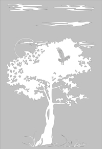 Зеркальные двери для шкафа-купе с матовым рисунком.