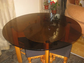 Бронзовая круглая столешница на деревянный стол