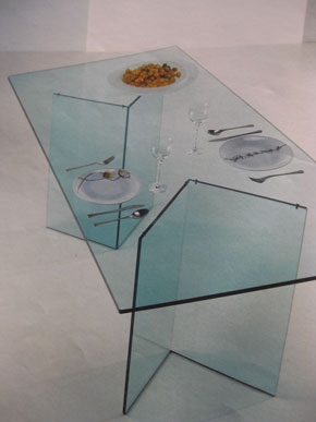 Столешница из прямоугольного толстого стекла